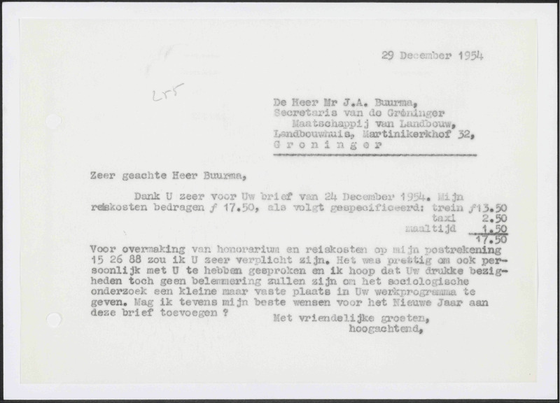Letter to J.A. Buurma