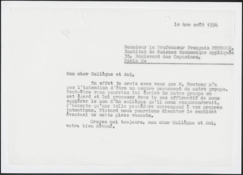 Letter to F. Perroux