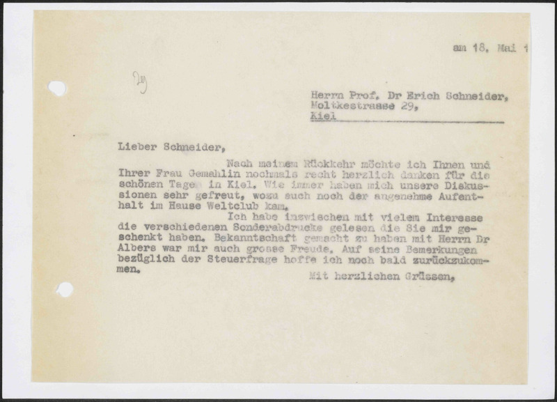 Letter to E. Schneider