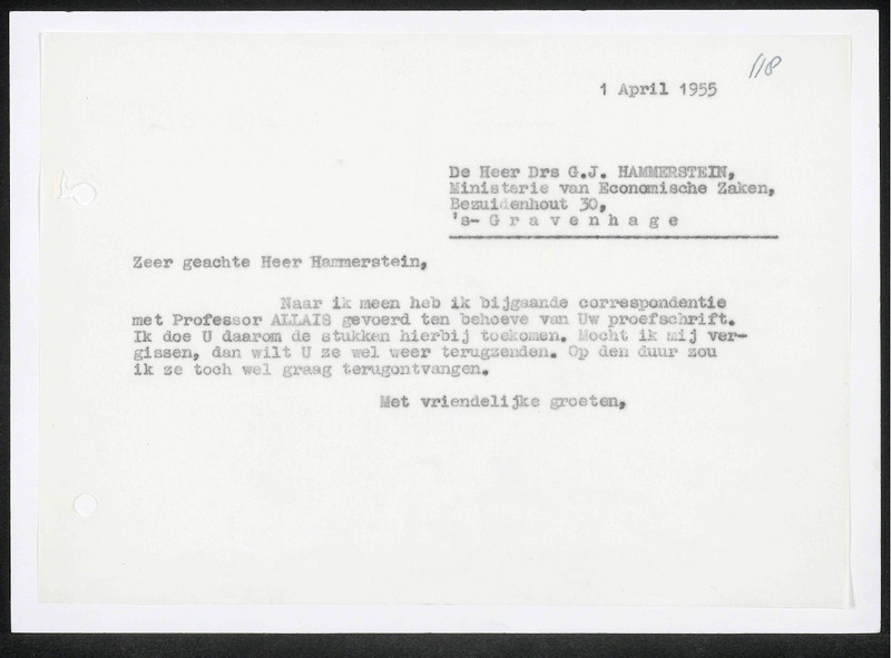 Letter to G.J. Hammerstein