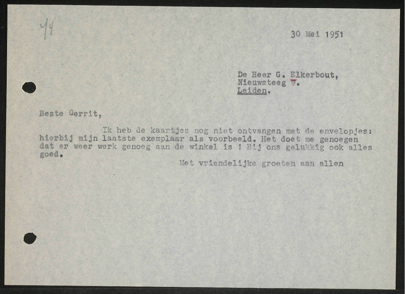 Letter to G. Elkerbout