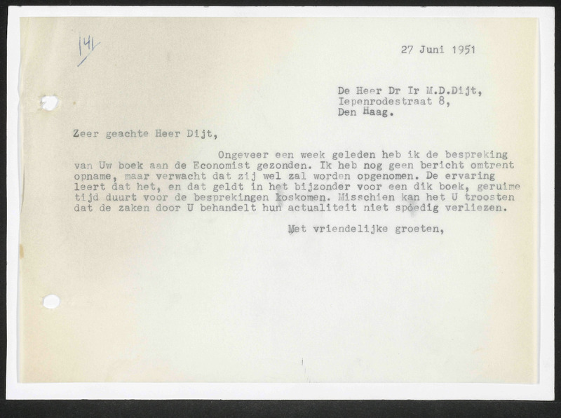 Letter to M.D. Dijt