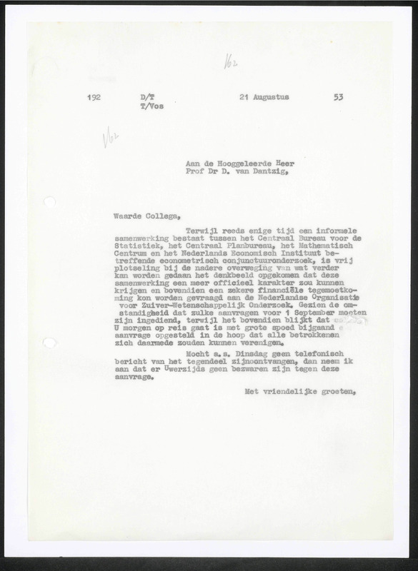 Letter to D. van Dantzig