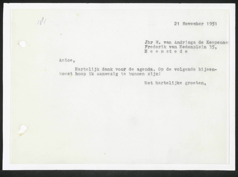 Letter to W. van Andringa de Kempenaer