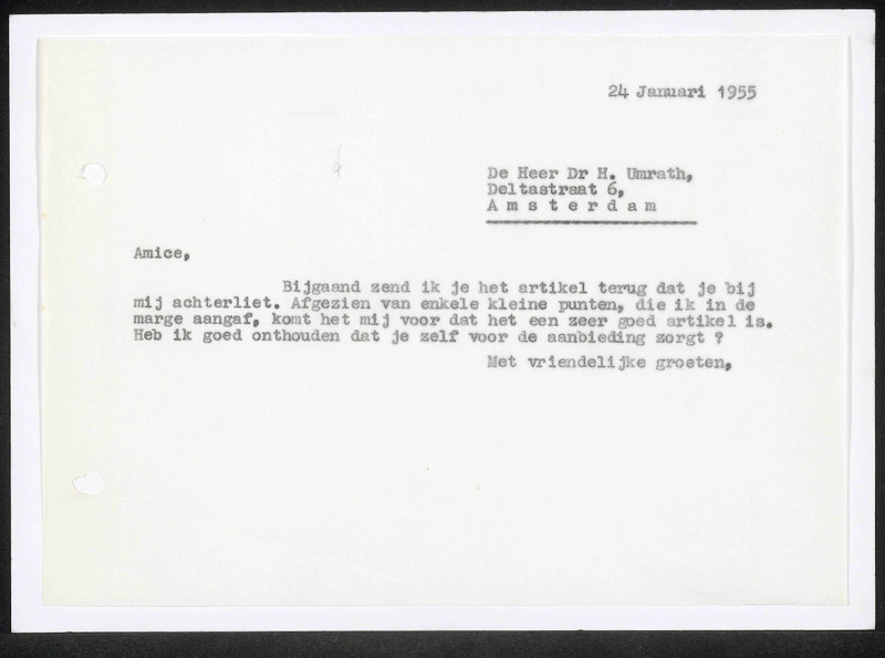 Letter to H. Umrath
