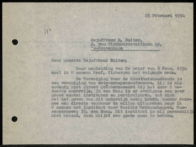 Letter to M. Ruiter