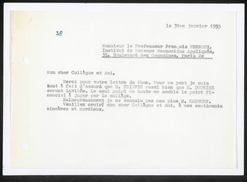 Letter to F. Perroux