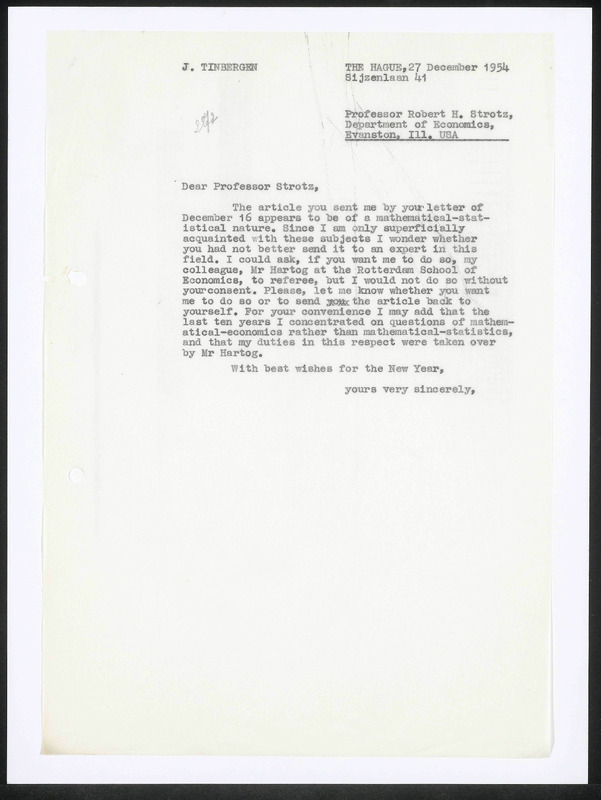 Letter to R.H. Strotz