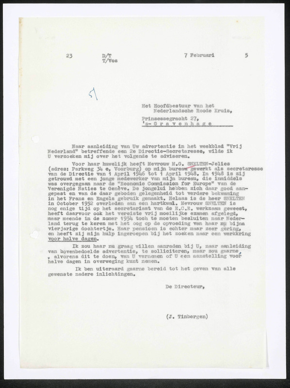 Letter to Nederlandsche Roode Kruis