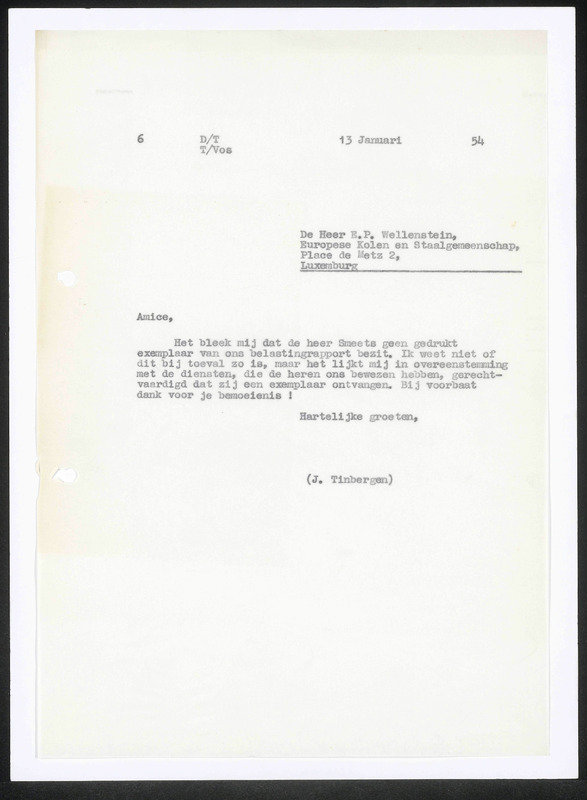Letter to E.P. Wellenstein