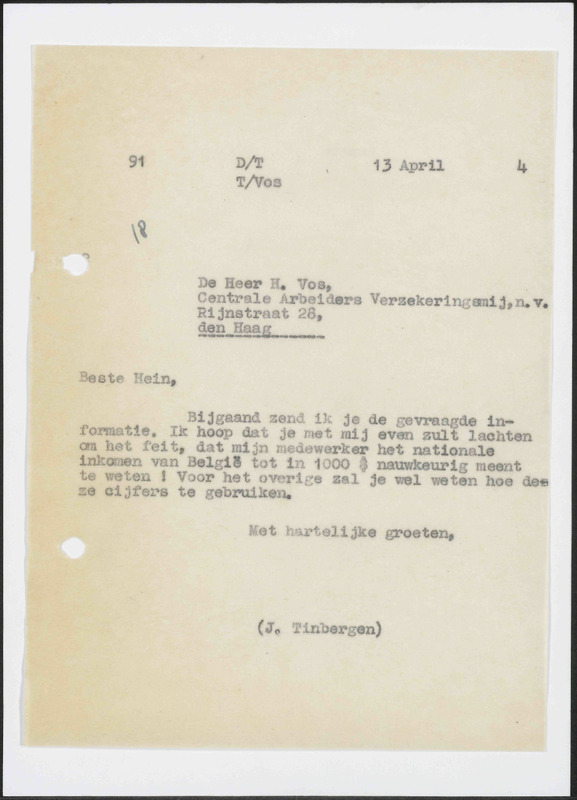 Letter to H. Vos