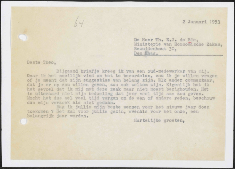 Letter to Th. E.J. de Bie