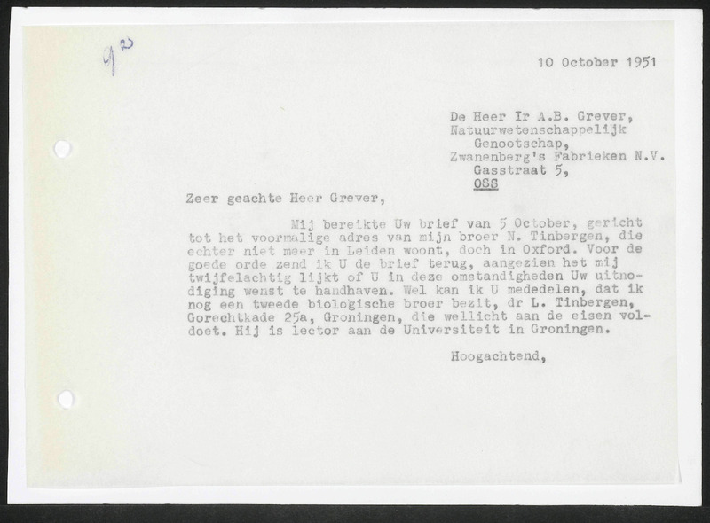 Letter to A.B. Grever