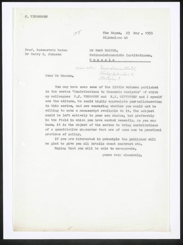 Letter to B. Hansen