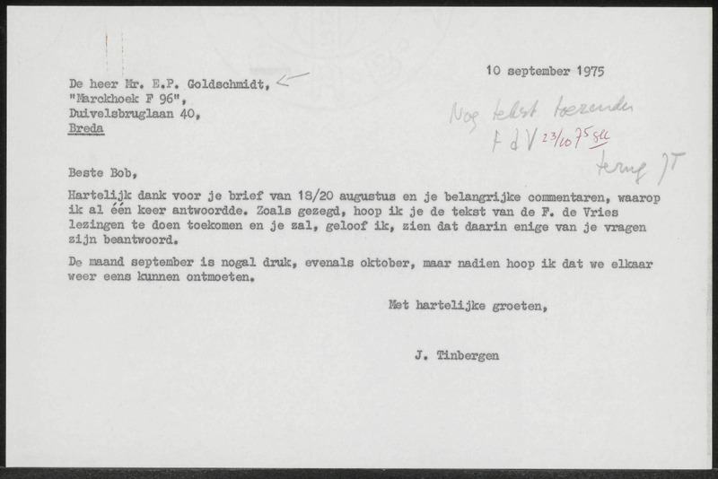 Letter to E.P. Goldschmidt