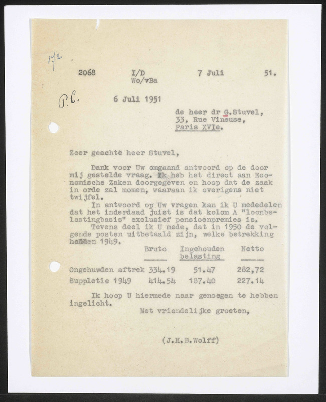 Letter to G. Stuvel