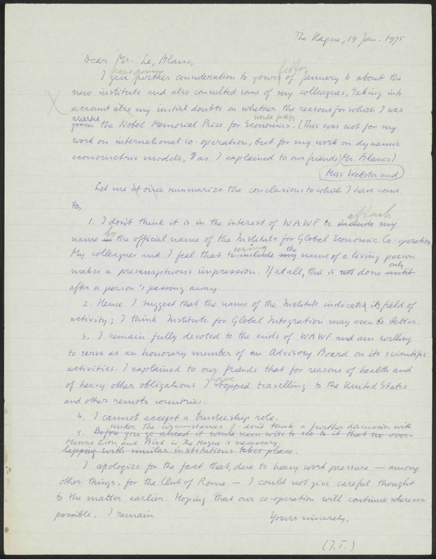 Letter to Ralph LeBlanc