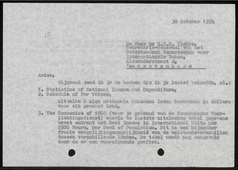 Letter to B.H.M. Vlekke