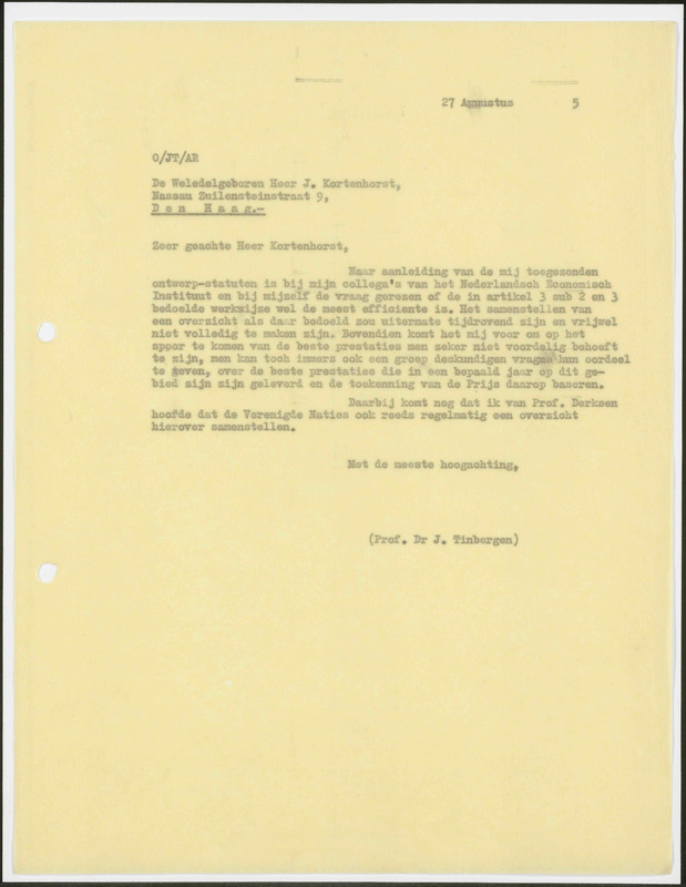 Letter to J. Kortenhorst