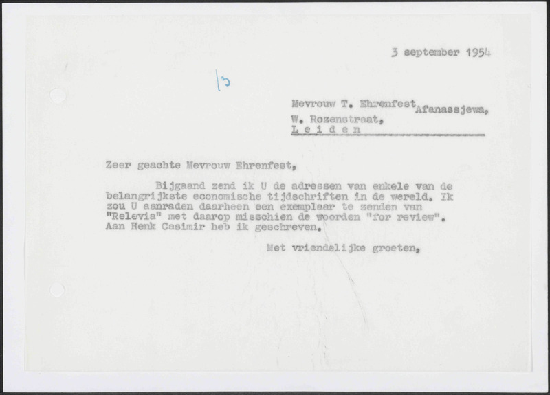 Letter to P. Ehrenfest