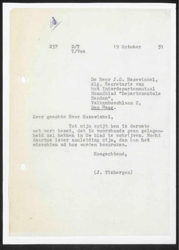 Letter to J.G. Hazewinkel