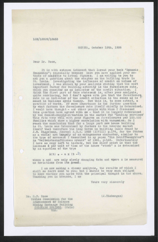 Letter to C.F. Roos
