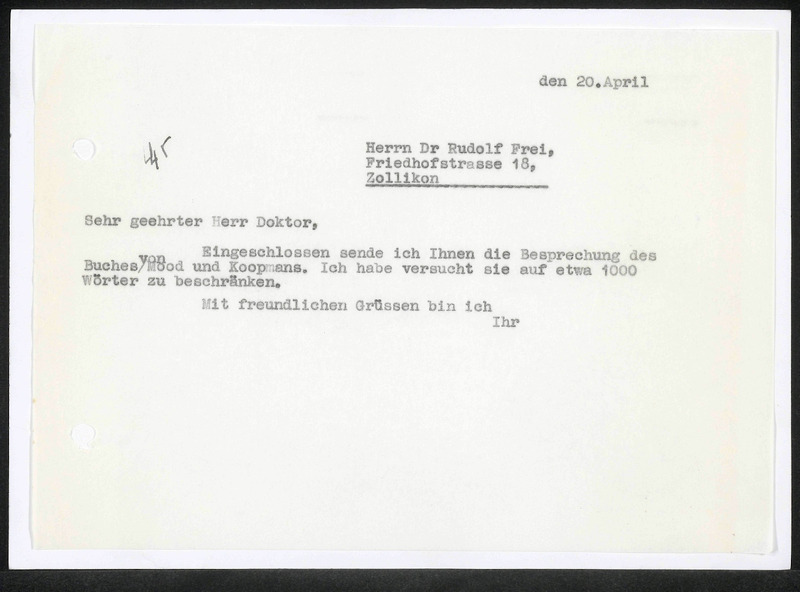 Letter to R. Frei