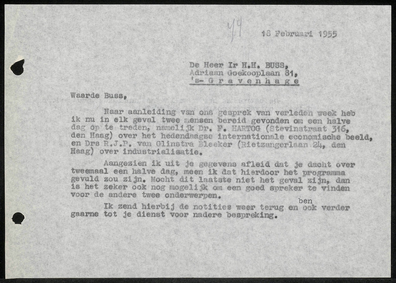 Letter to H.H. Buss