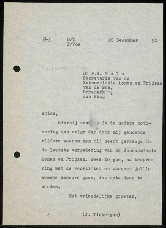 Letter to P.S. Pels