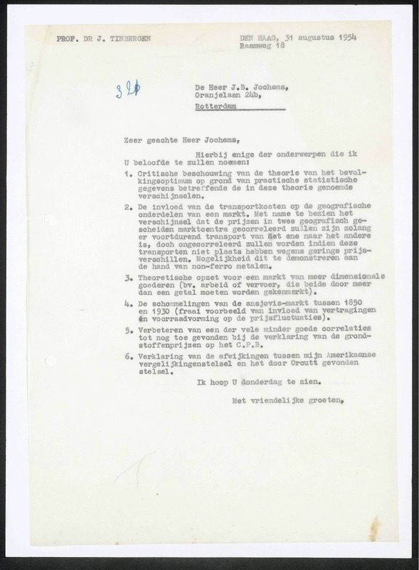 Letter to J.B. Jochems
