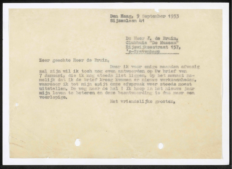 Letter to J. de Bruin