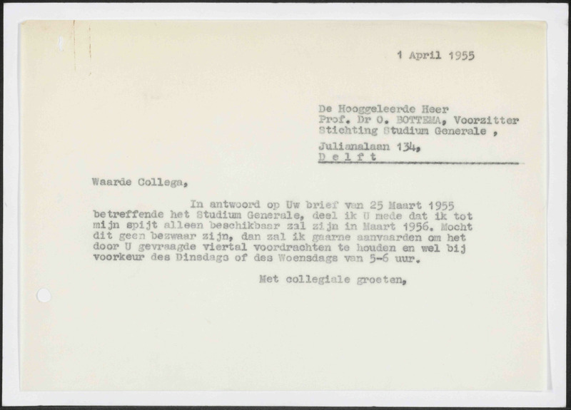 Letter to O. Bottema
