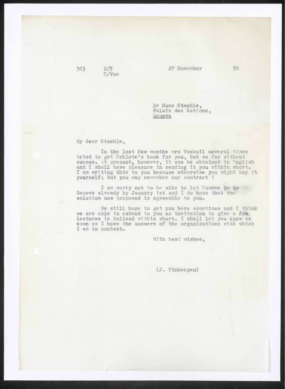Letter to H. Staehle