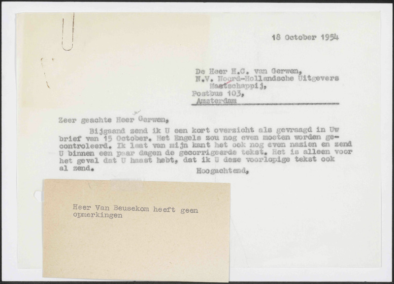 Letter to N.V. Noord-Hollandsche Uitgevers Maatschappij