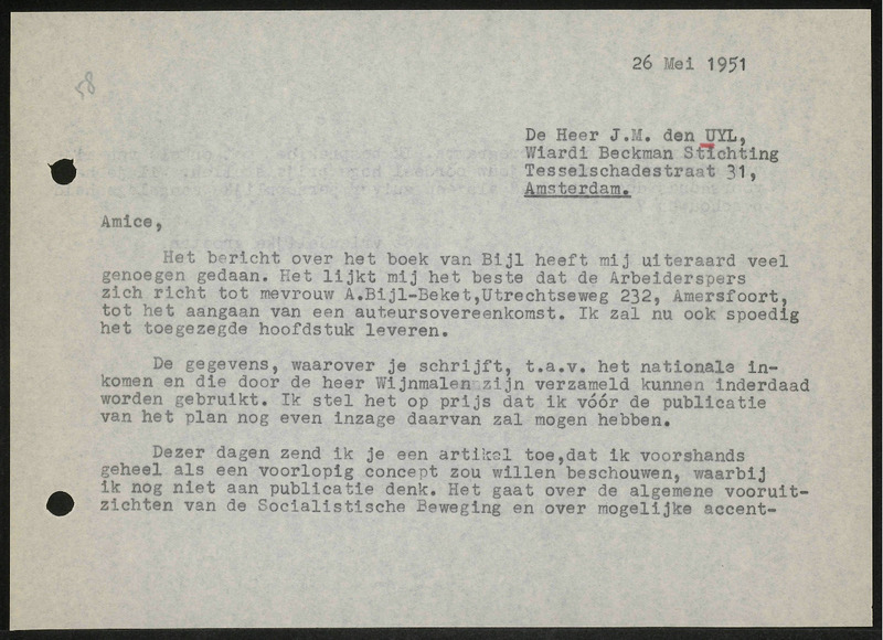 Letter to J.M. den Uyl