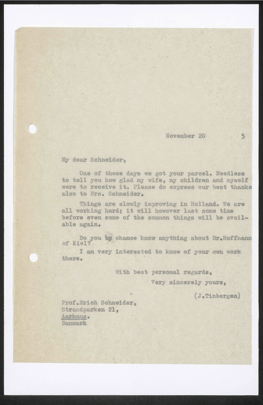 Letter to E. Schneider