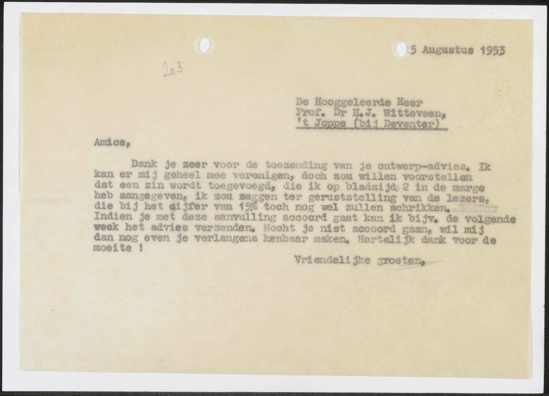 Letter to H.J. Witteveen