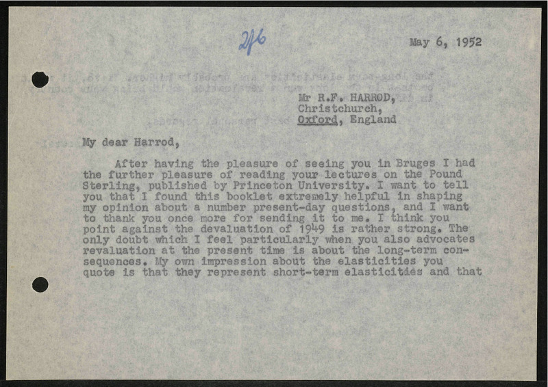 Letter to R.F. Harrod