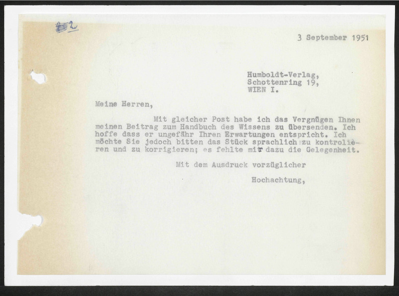 Letter to Humboldt-Verlag