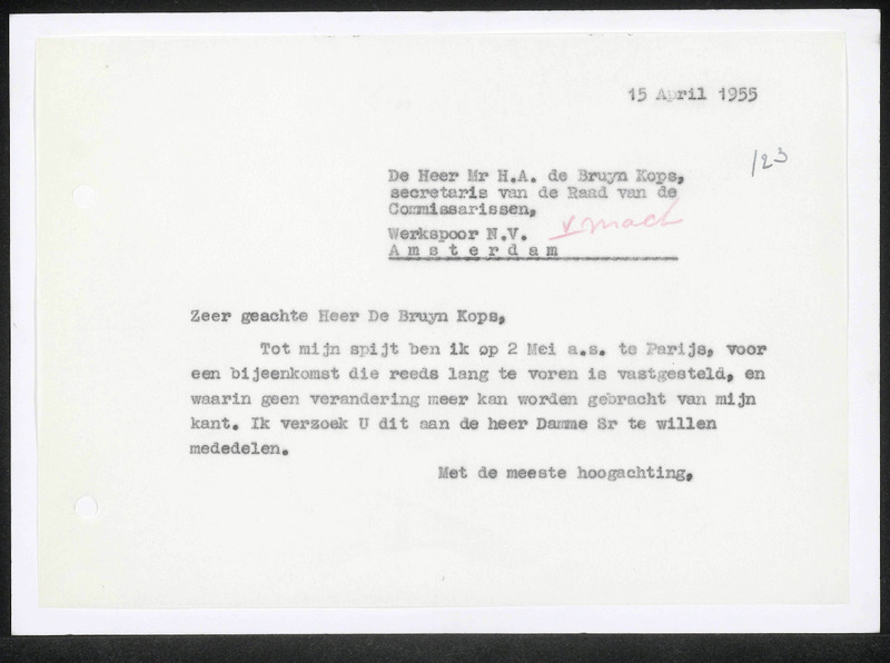 Letter to H.A. de Bruyn Kops