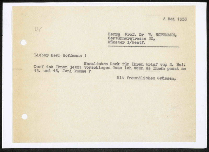 Letter to Walther Hoffmann