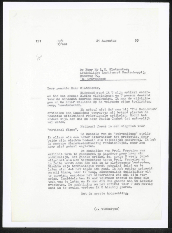 Letter to L.H. Slotemaker