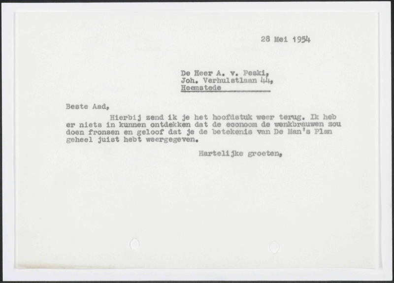 Letter to A. van Peski