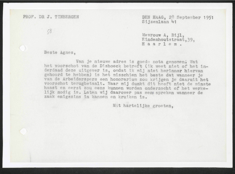 Letter to Agnes Bijl-Beket
