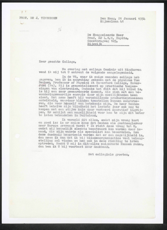 Letter to L.H.M. Huydts