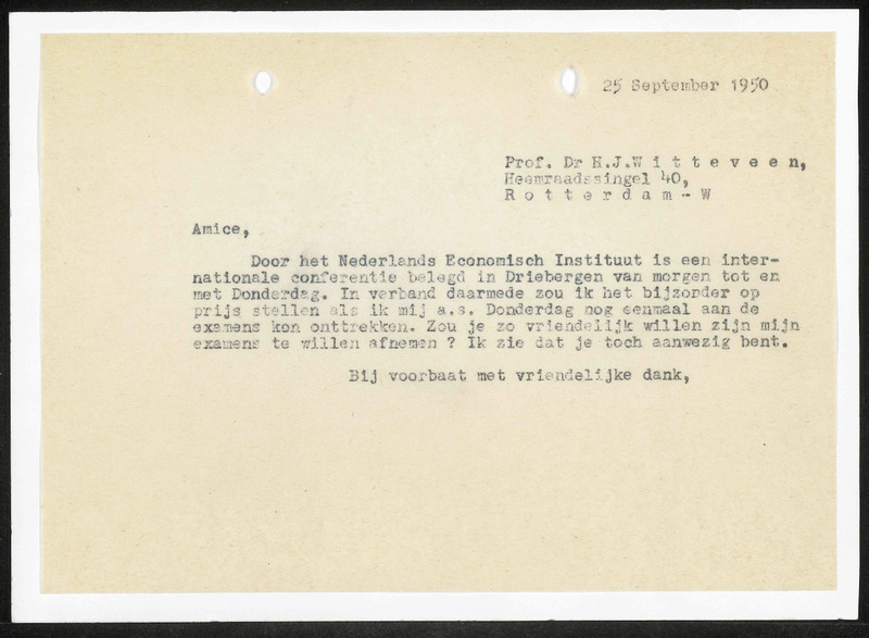 Letter to H.J. Witteveen