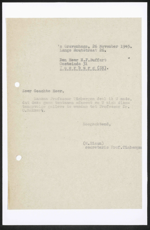 Letter to H.F. Buffart
