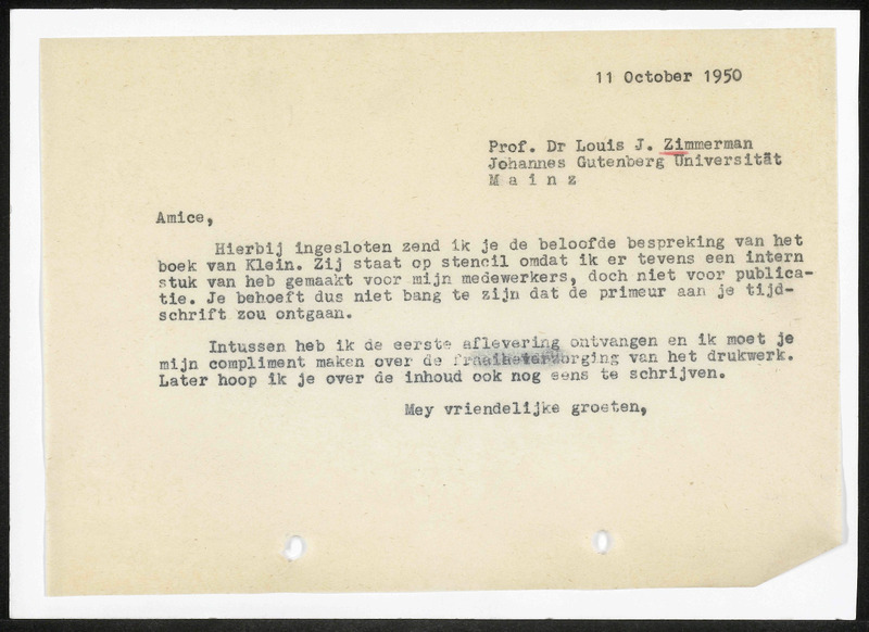 Letter to L.J. Zimmerman