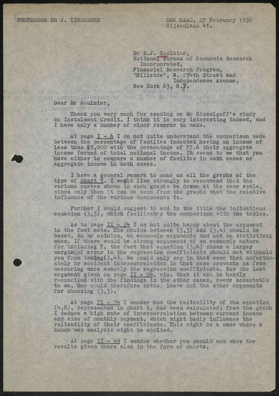 Letter to R.J. Saulnier