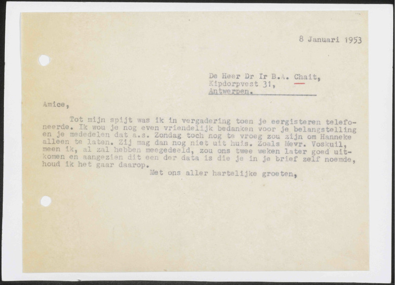 Letter to B.A. Chait